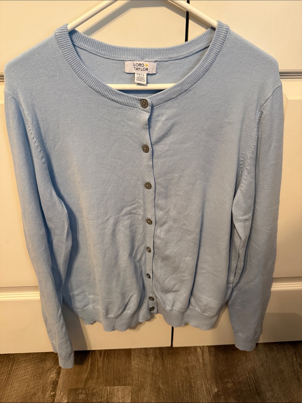 Lord & Taylor Pale Blue Button-Up Cardigan